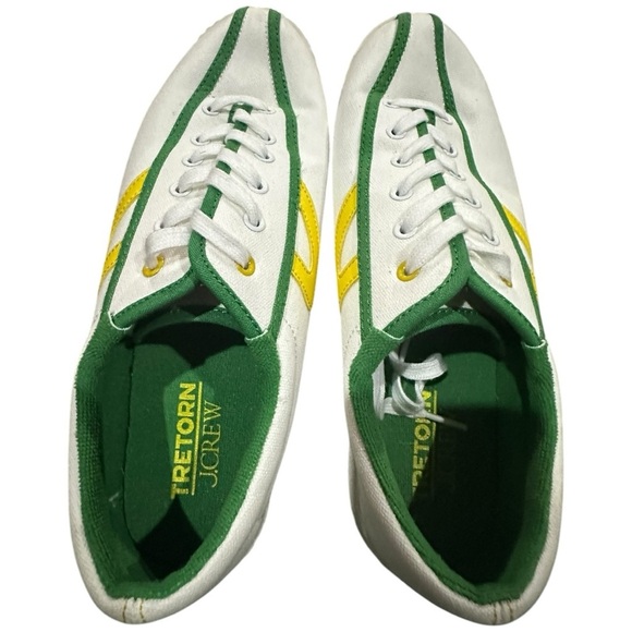 Tretorn x J.Crew Nylite Canvas Sneakers White Green Yellow Size 10 Retro Low-Top - Picture 5 of 7